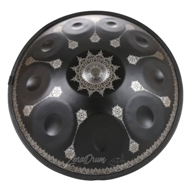 handpan mandala Negro, handpan stand; handpan steel drum